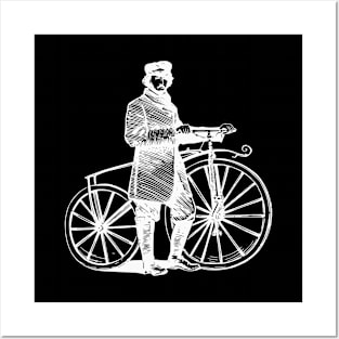 White Vintage Bicycle Cyclists Posters and Art